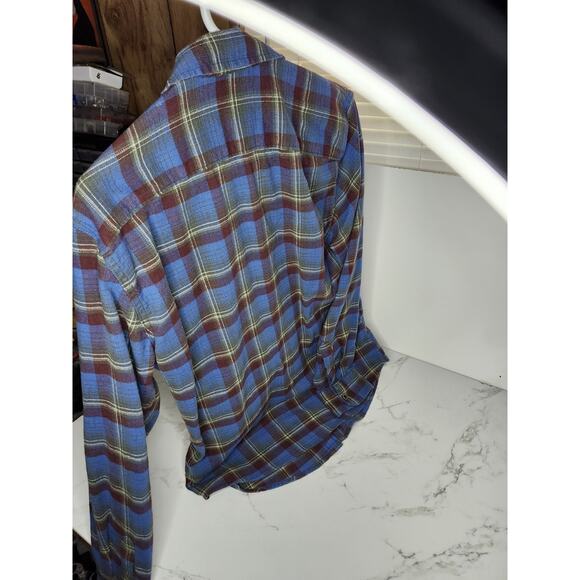 Wrangler Western Pearl Snap Flannel Shirt Plaid Long Sleeve Cowboy Size M - Picture 3 of 9